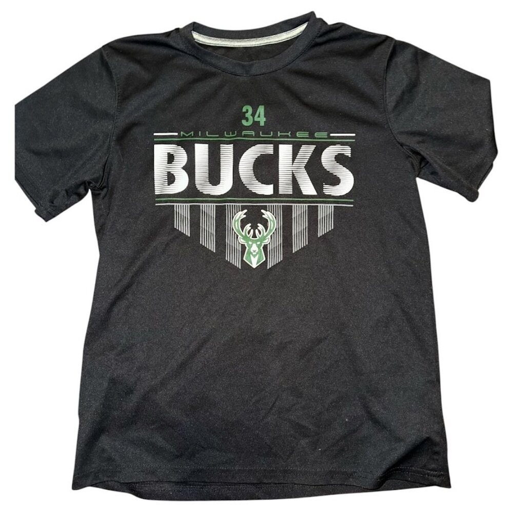 Black Milwaukee Bucks NBA Antetokounmpo #34 Shirt Size Large Youth
